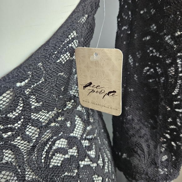 Free People Adored Black Lace Maxi Dress Sz Small NWT Whimsigoth Dark Romantic - Picture 12 of 14